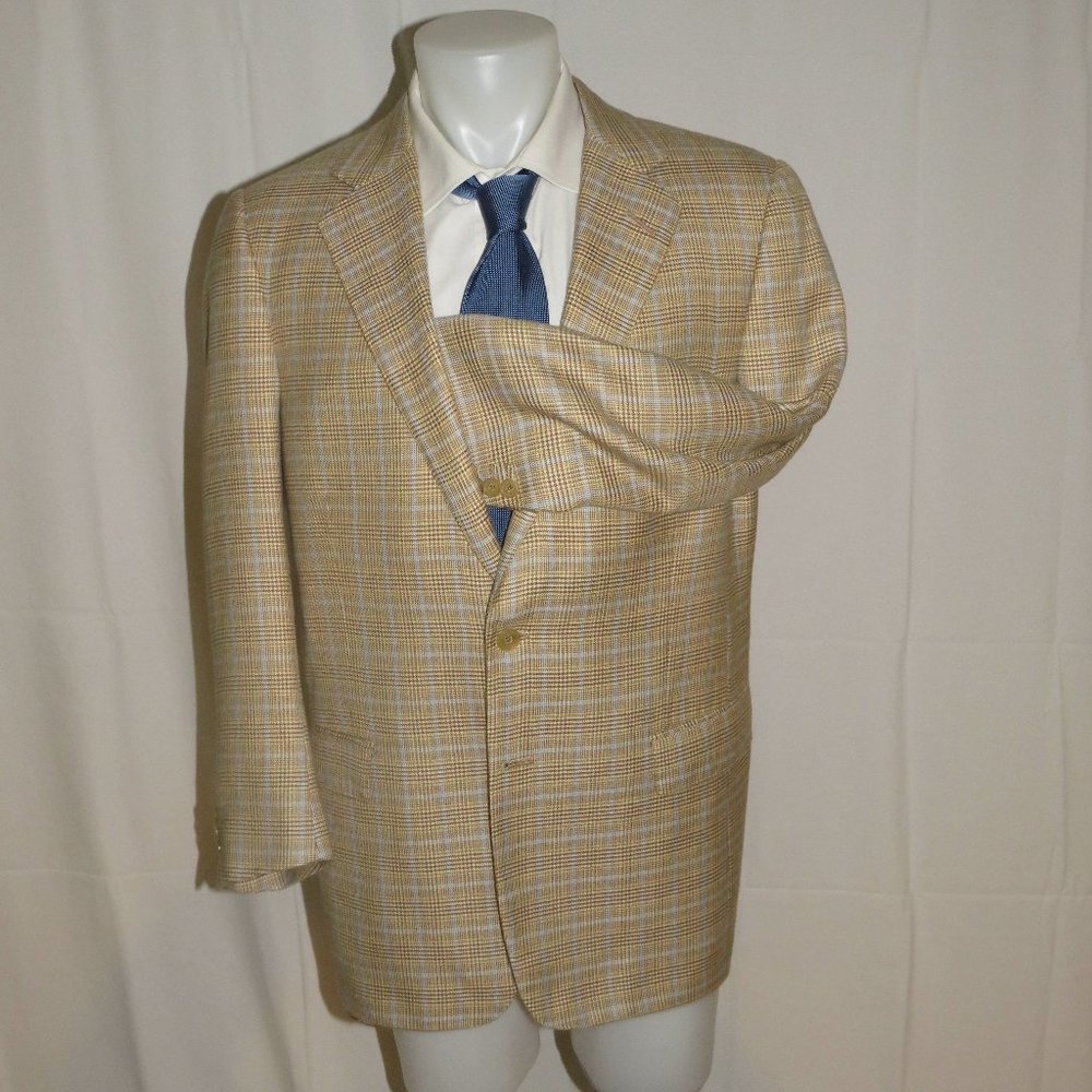 Leonard Logsdail Savile Row Bespoke Tan Plaid Two… - image 4